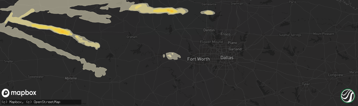 Hail map in Weatherford, TX on April 19, 2016