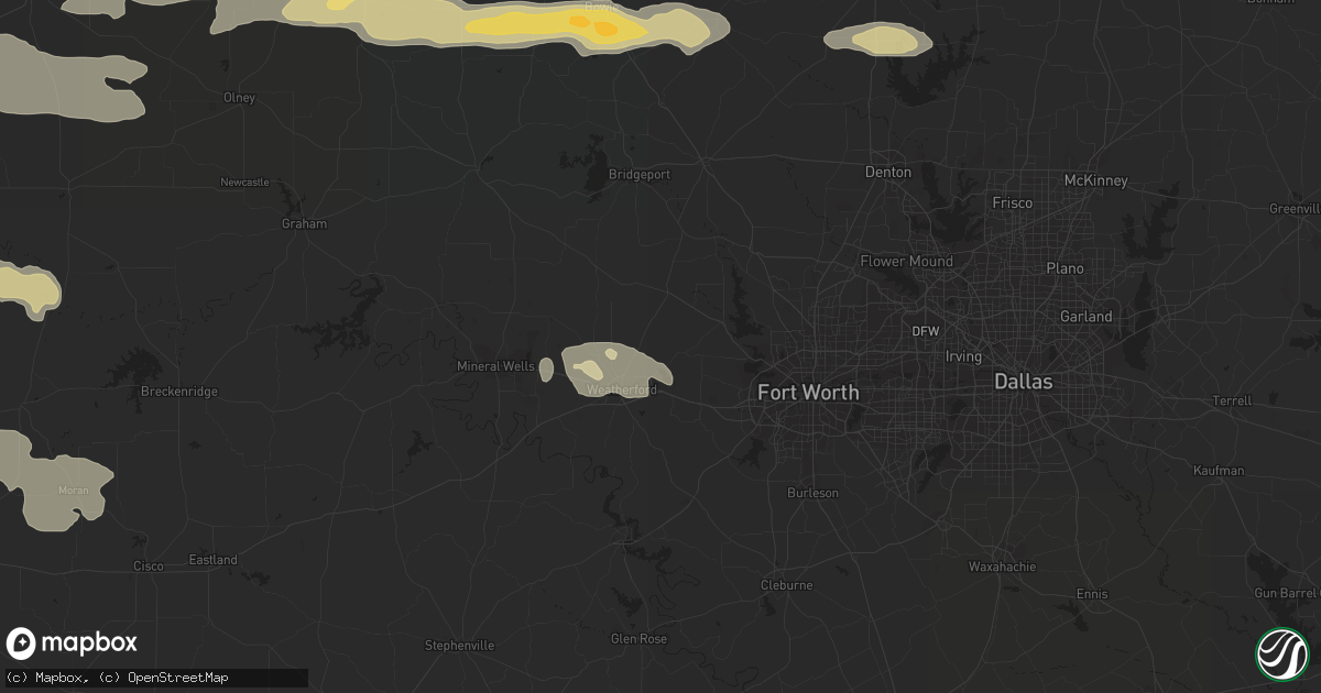 Hail map in Weatherford, TX on April 19, 2016