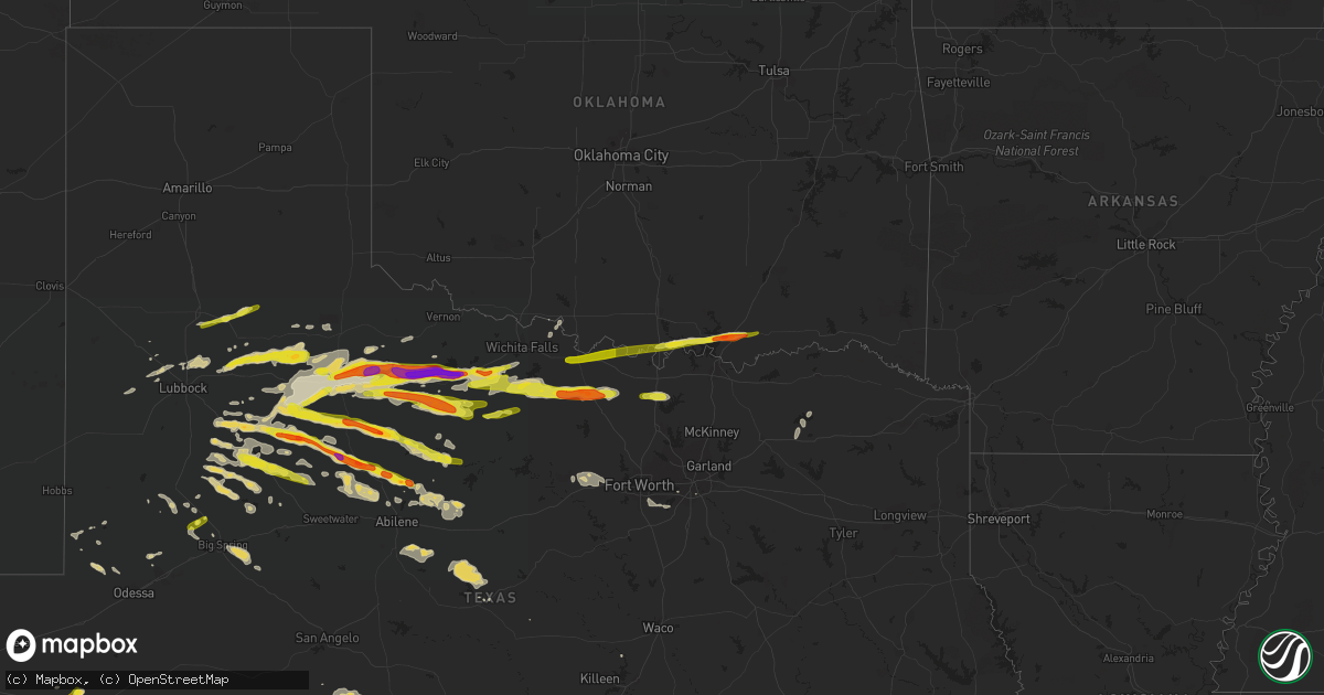 Hail map on April 19, 2016