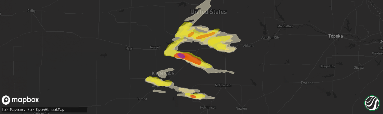 Hail map in Ellsworth, KS on April 19, 2017