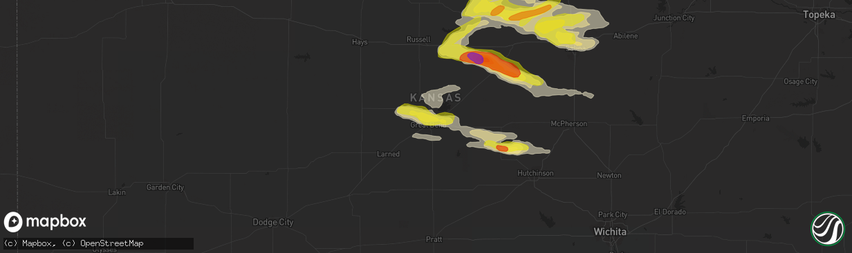 Hail map in Great Bend, KS on April 19, 2017