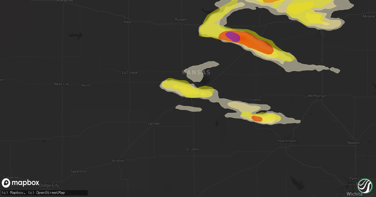 Hail map in Great Bend, KS on April 19, 2017