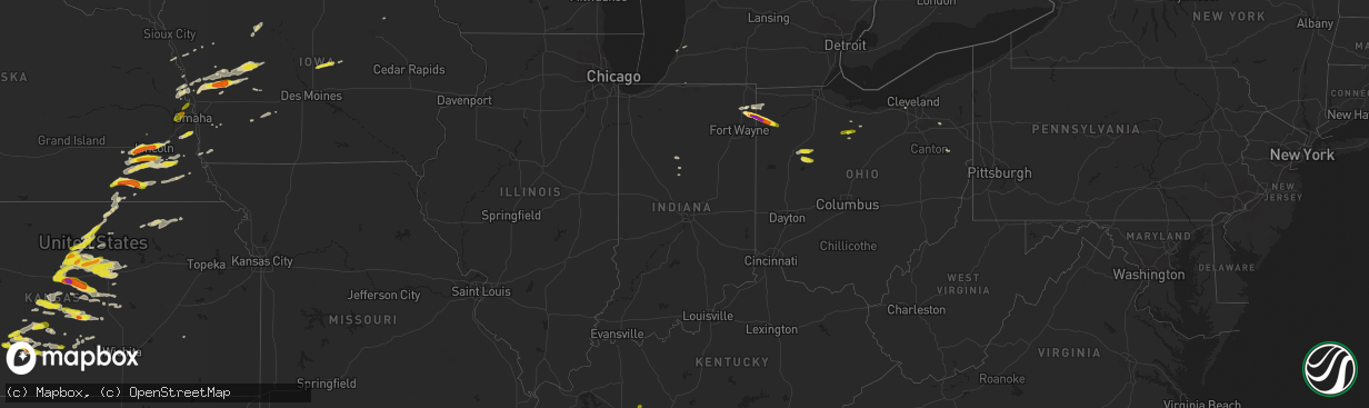 Hail map in Indiana on April 19, 2017