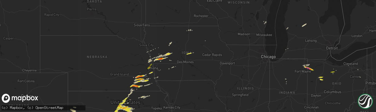 Hail map in Iowa on April 19, 2017