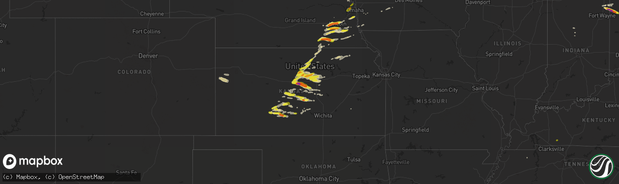 Hail map in Kansas on April 19, 2017