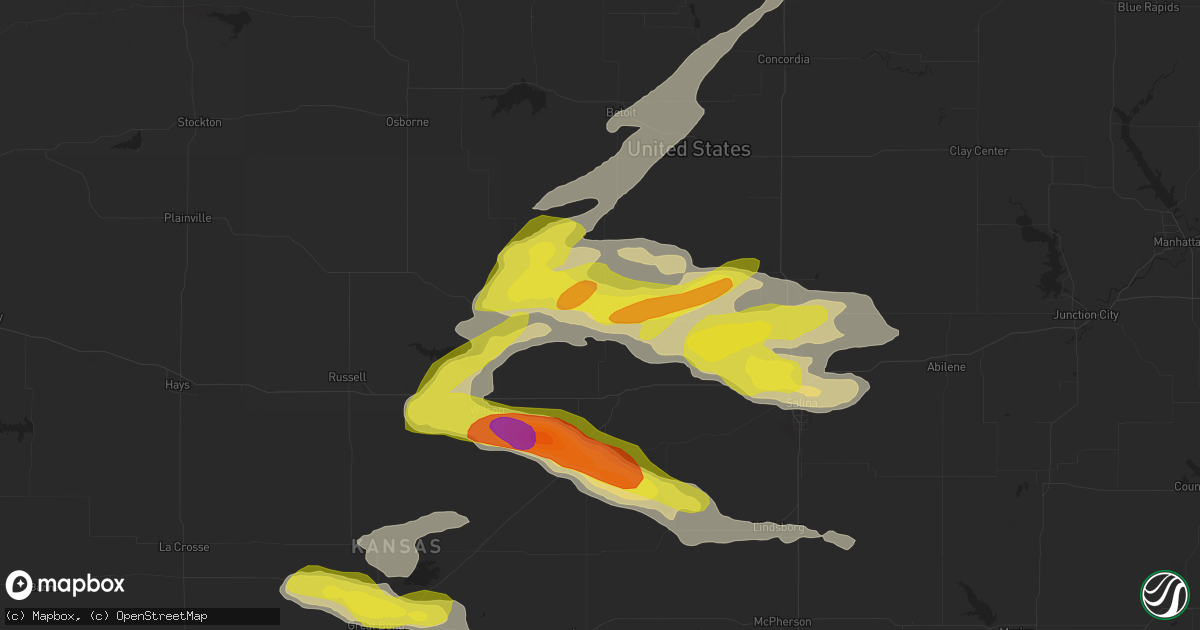 Hail map in Lincoln, KS on April 19, 2017
