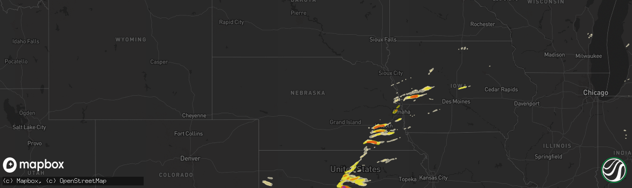 Hail map in Nebraska on April 19, 2017