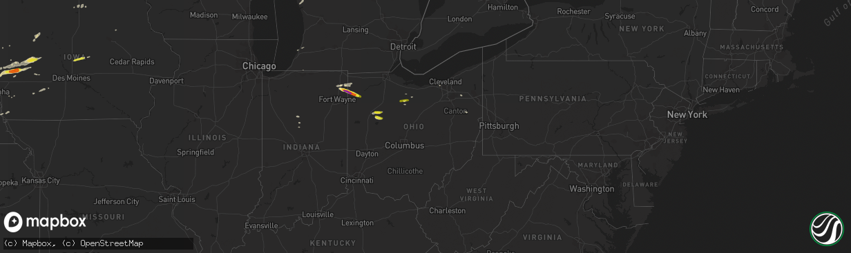 Hail map in Ohio on April 19, 2017