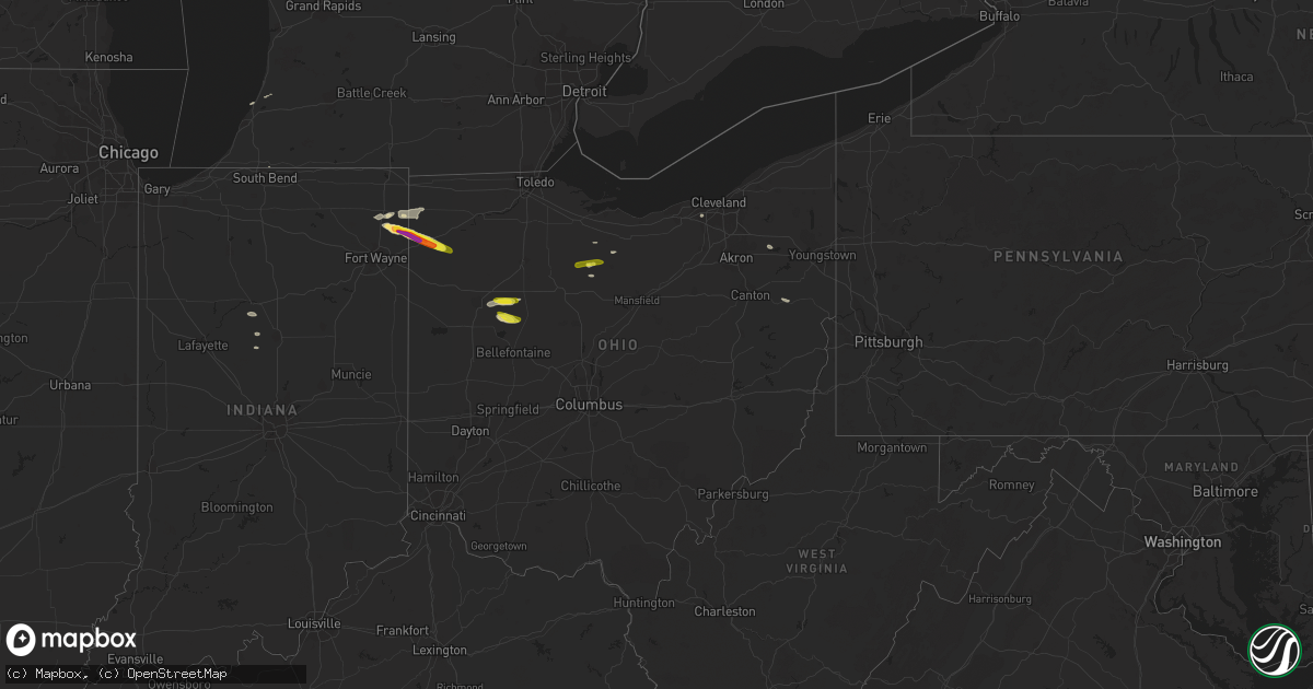 Hail map in Ohio on April 19, 2017