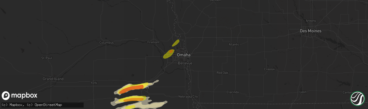 Hail map in Omaha, NE on April 19, 2017