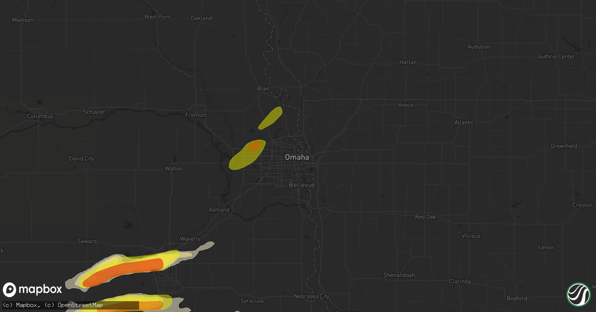Hail map in Omaha, NE on April 19, 2017