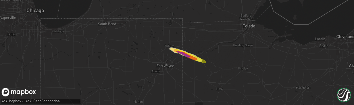 Hail map in Spencerville, IN on April 19, 2017