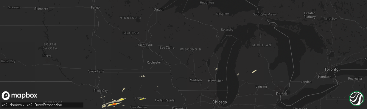 Hail map in Wisconsin on April 19, 2017