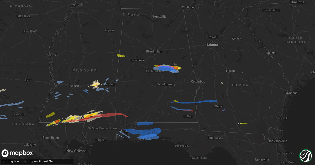 Hail map in Alabama on April 19, 2020
