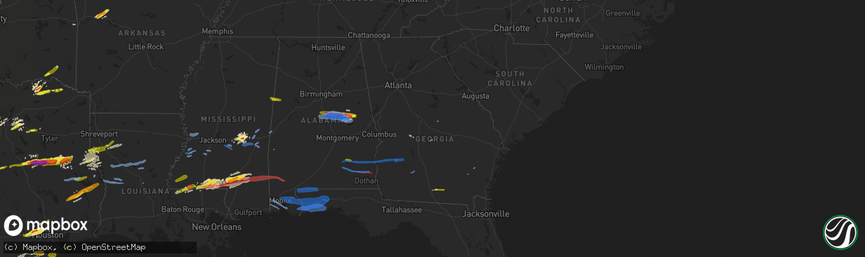 Hail map in Georgia on April 19, 2020