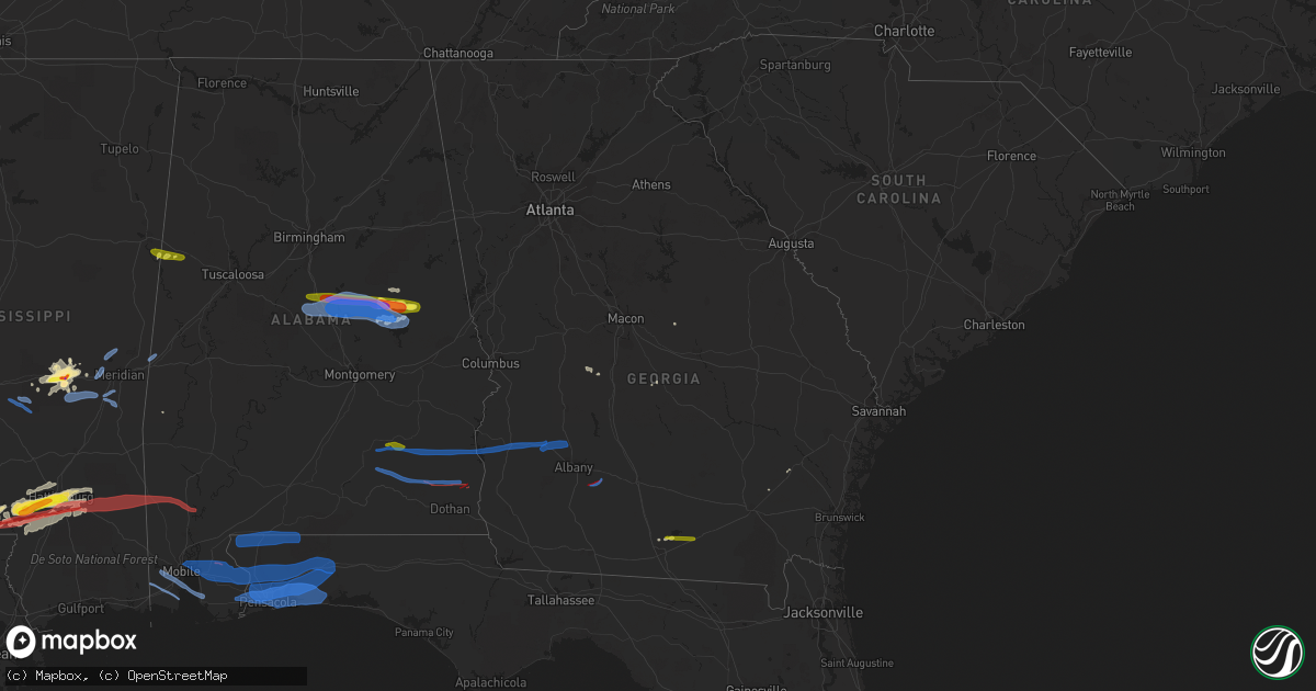 Hail map in Georgia on April 19, 2020