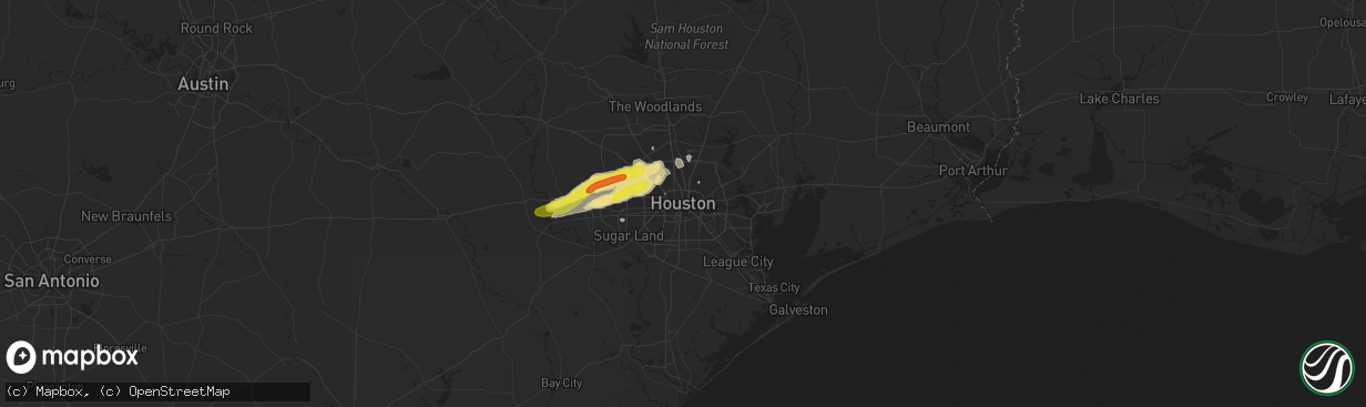 Hail map in Houston, TX on April 19, 2020