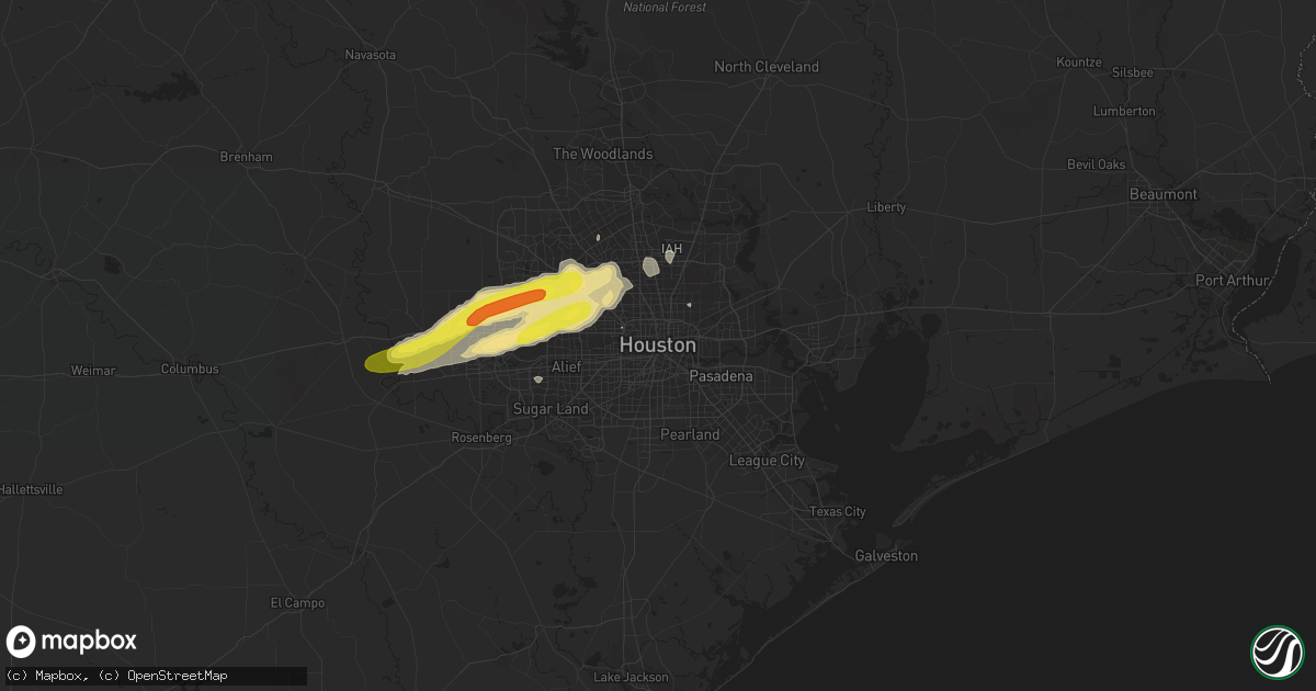 Hail map in Houston, TX on April 19, 2020