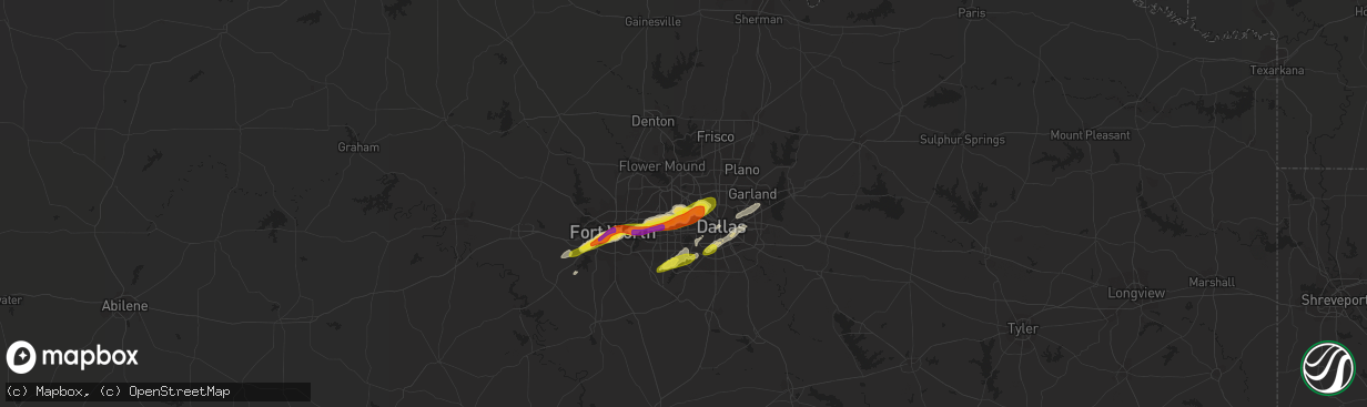 Hail map in Irving, TX on April 19, 2020