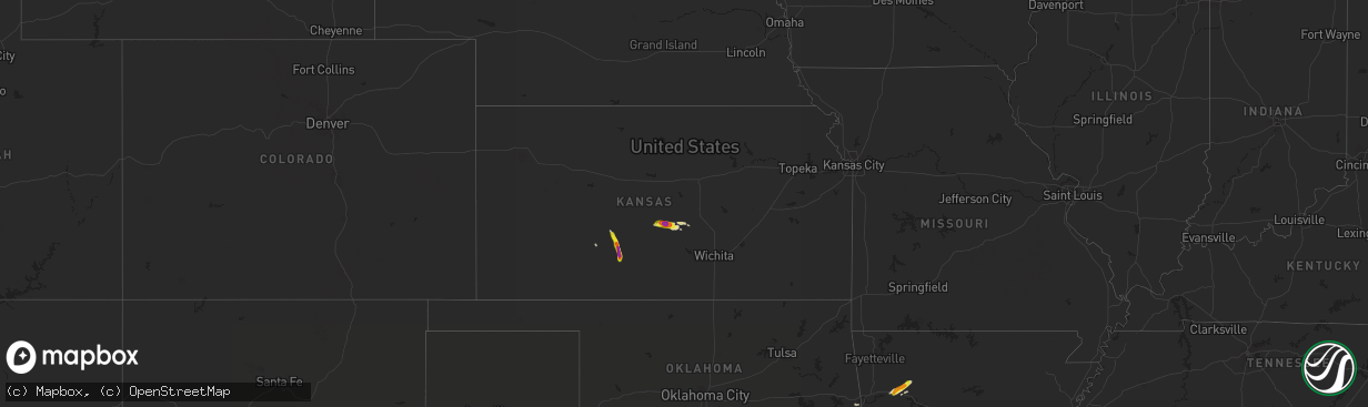 Hail map in Kansas on April 19, 2020