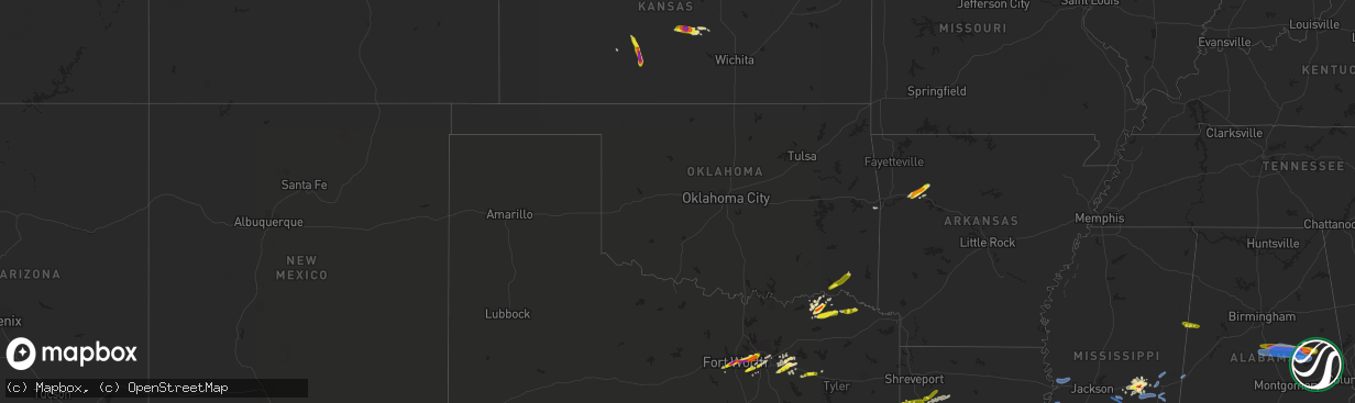 Hail map in Oklahoma on April 19, 2020