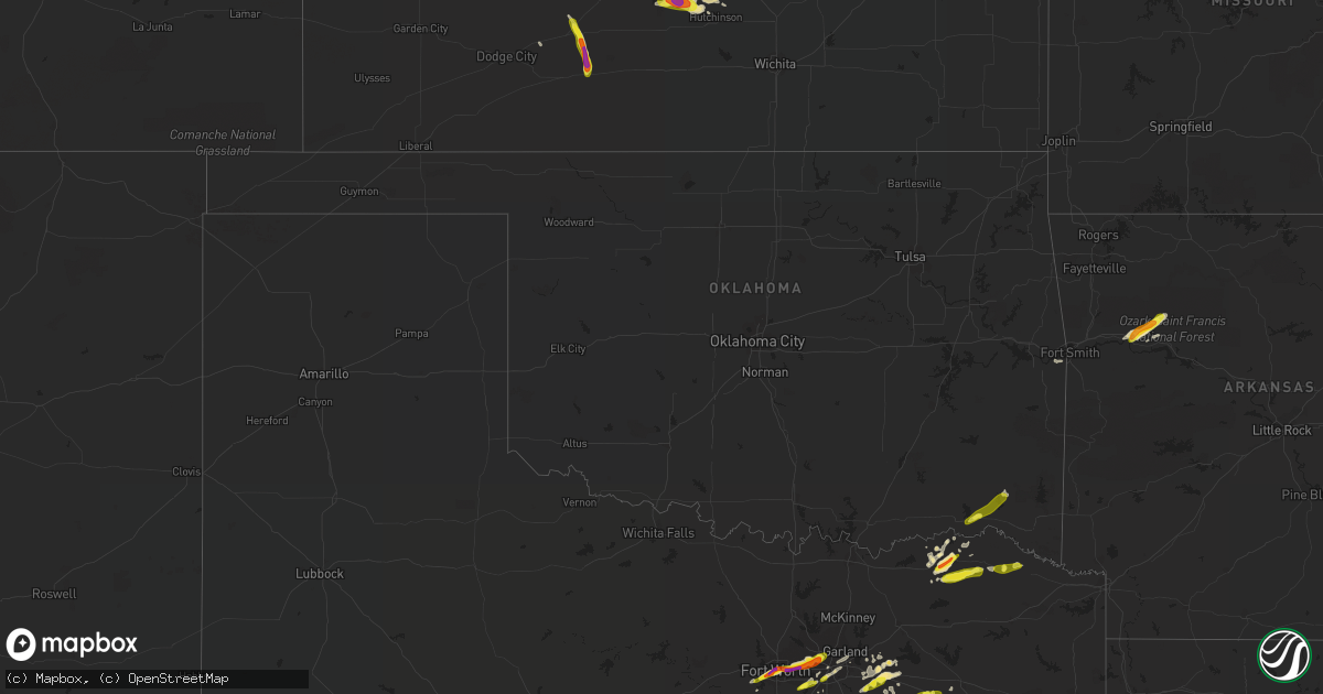 Hail map in Oklahoma on April 19, 2020