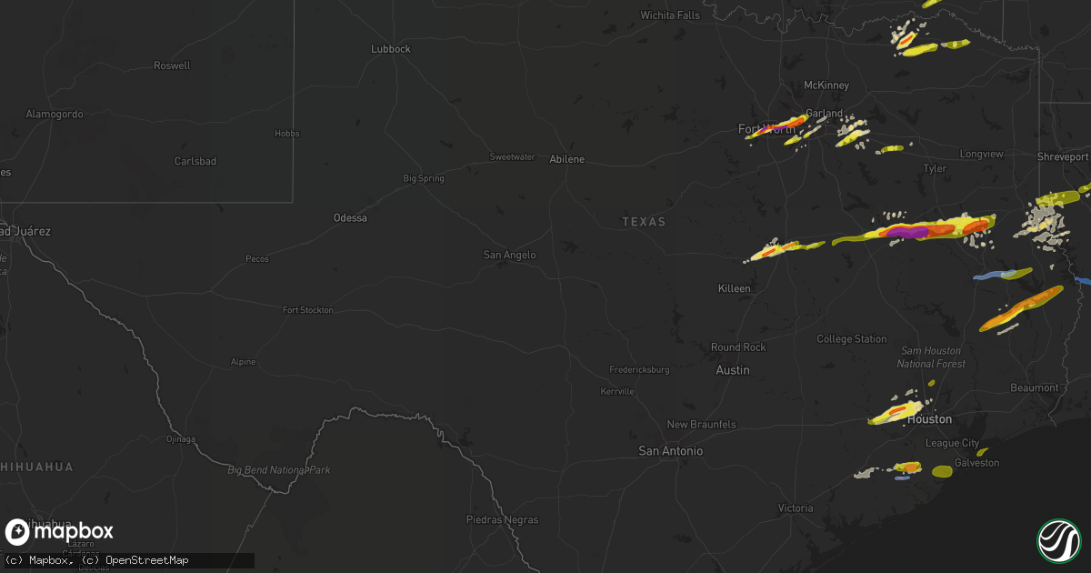 Hail map in Texas on April 19, 2020