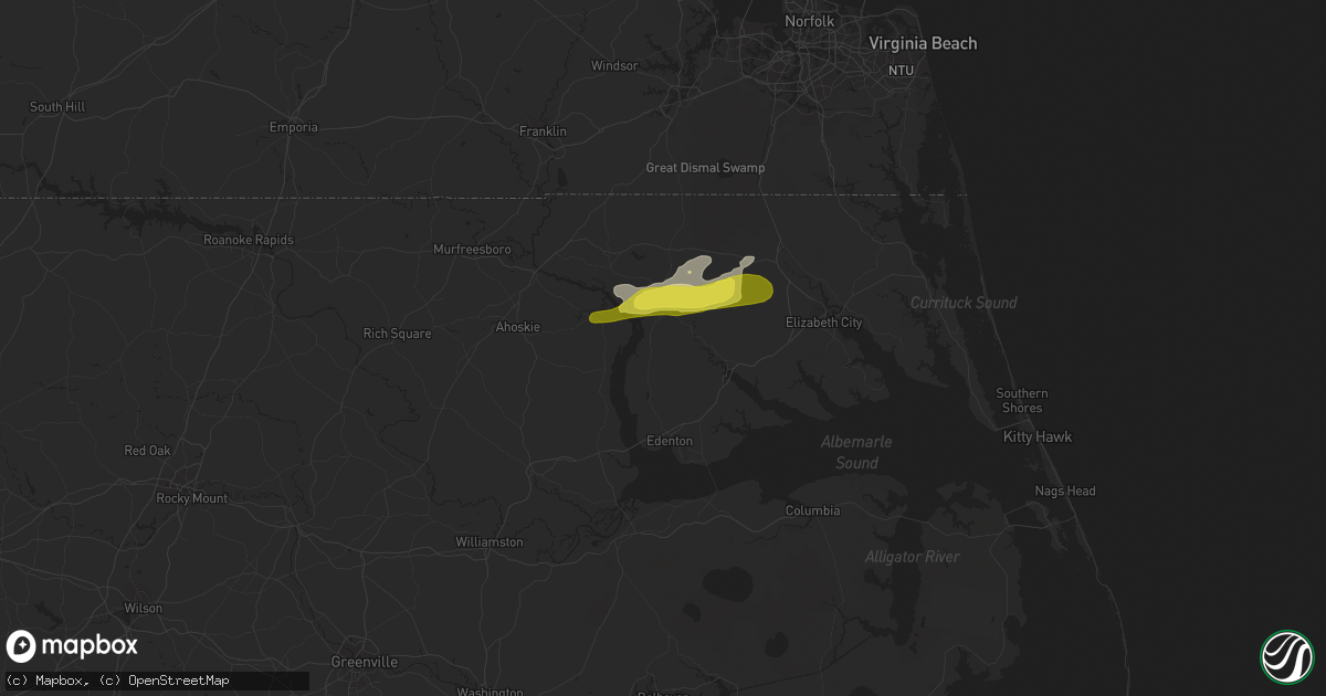Hail map in Tyner, NC on April 19, 2021
