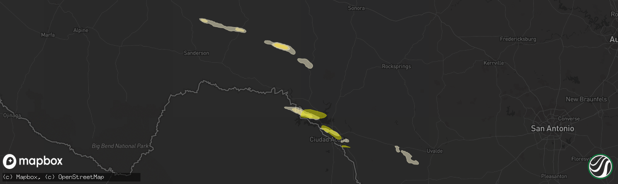 Hail map in Dryden, TX on April 19, 2022