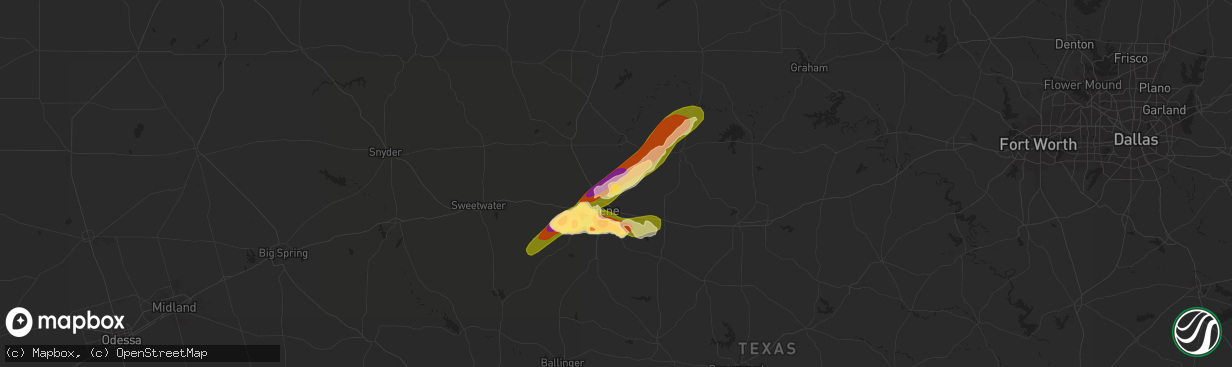 Hail map in Abilene, TX on April 19, 2023