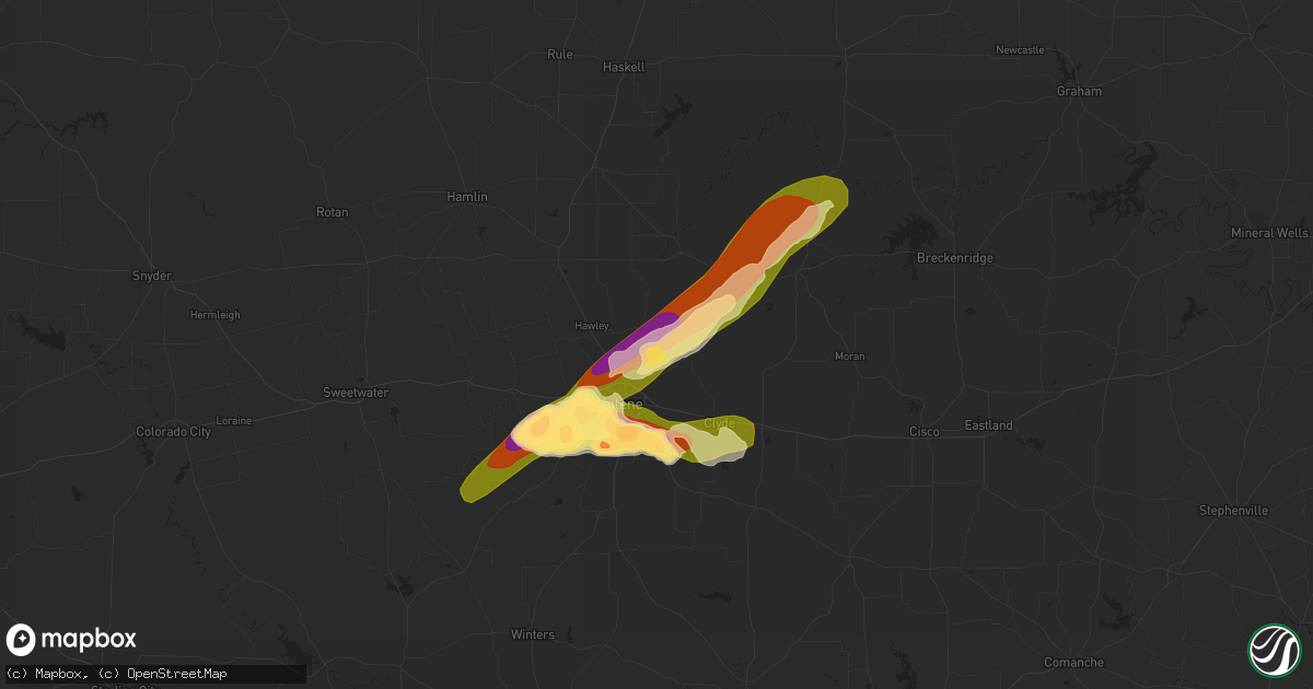 Hail map in Abilene, TX on April 19, 2023