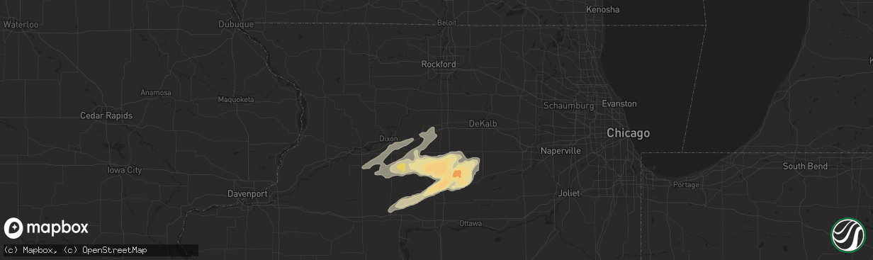 Hail map in Amboy, IL on April 19, 2023
