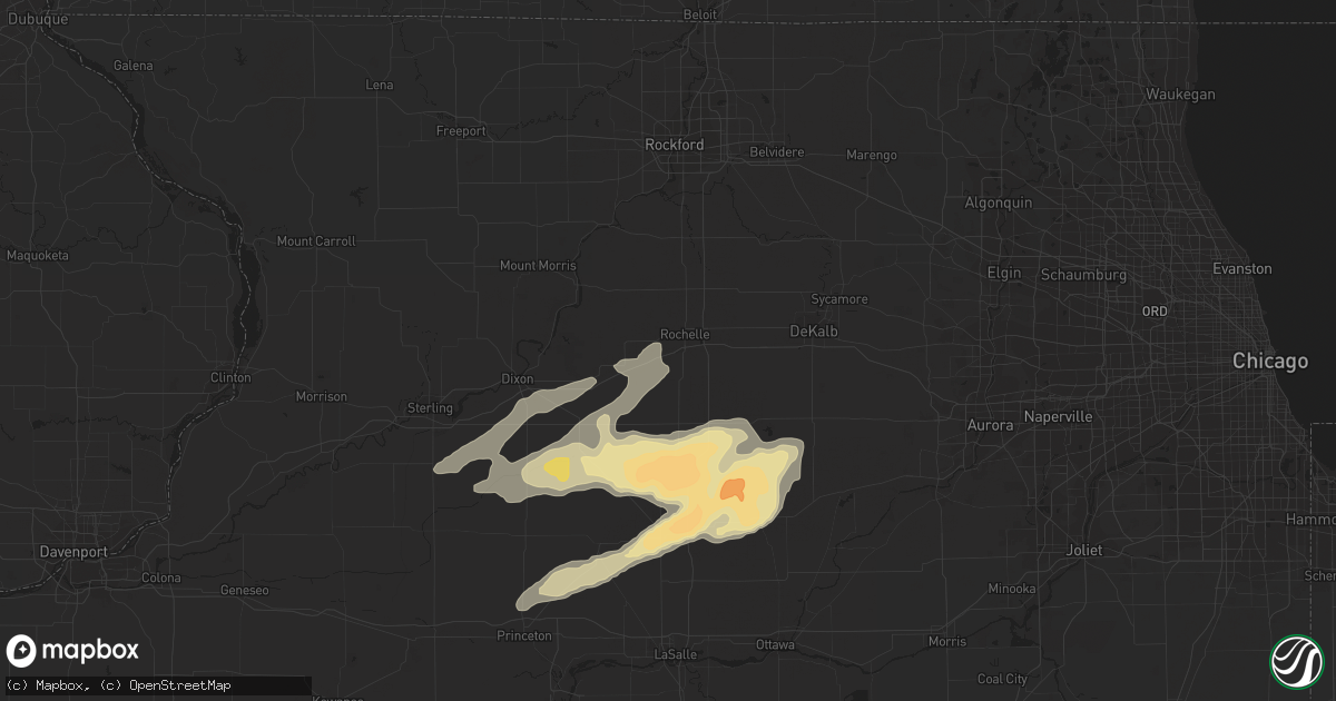 Hail map in Amboy, IL on April 19, 2023