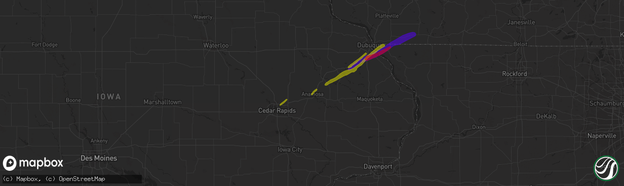 Hail map in Anamosa, IA on April 19, 2023