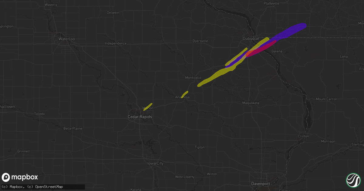 Hail map in Anamosa, IA on April 19, 2023