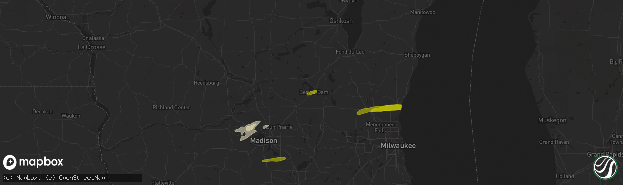 Hail map in Beaver Dam, WI on April 19, 2023