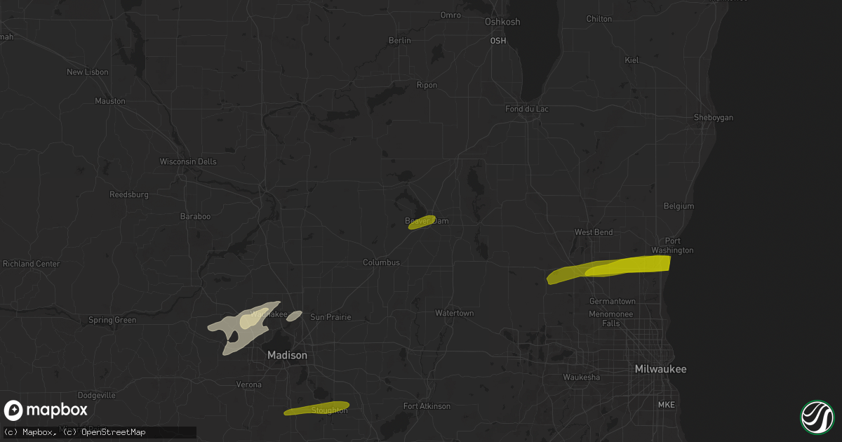 Hail map in Beaver Dam, WI on April 19, 2023