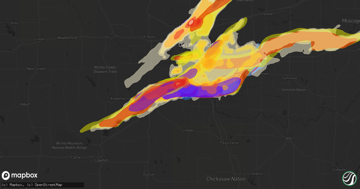 Hail map in Blanchard, OK on April 19, 2023