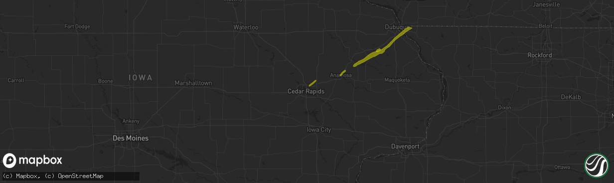 Hail map in Cedar Rapids, IA on April 19, 2023