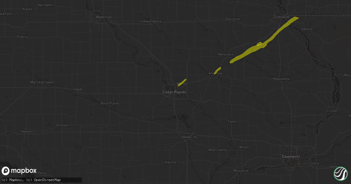 Hail map in Cedar Rapids, IA on April 19, 2023