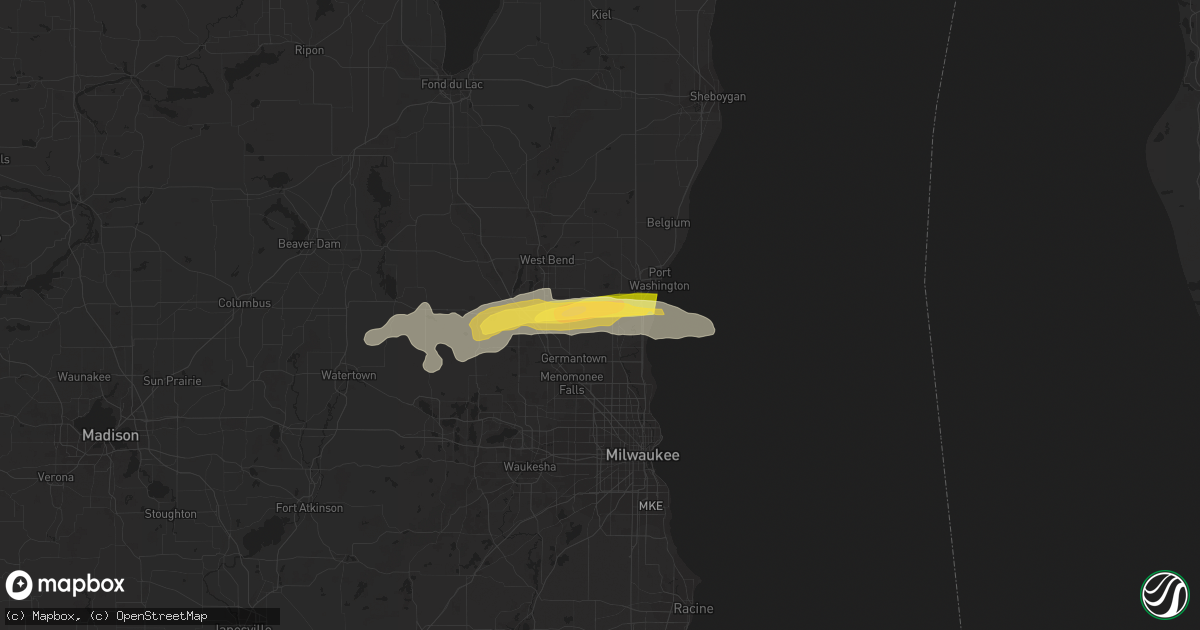 Hail map in Cedarburg, WI on April 19, 2023