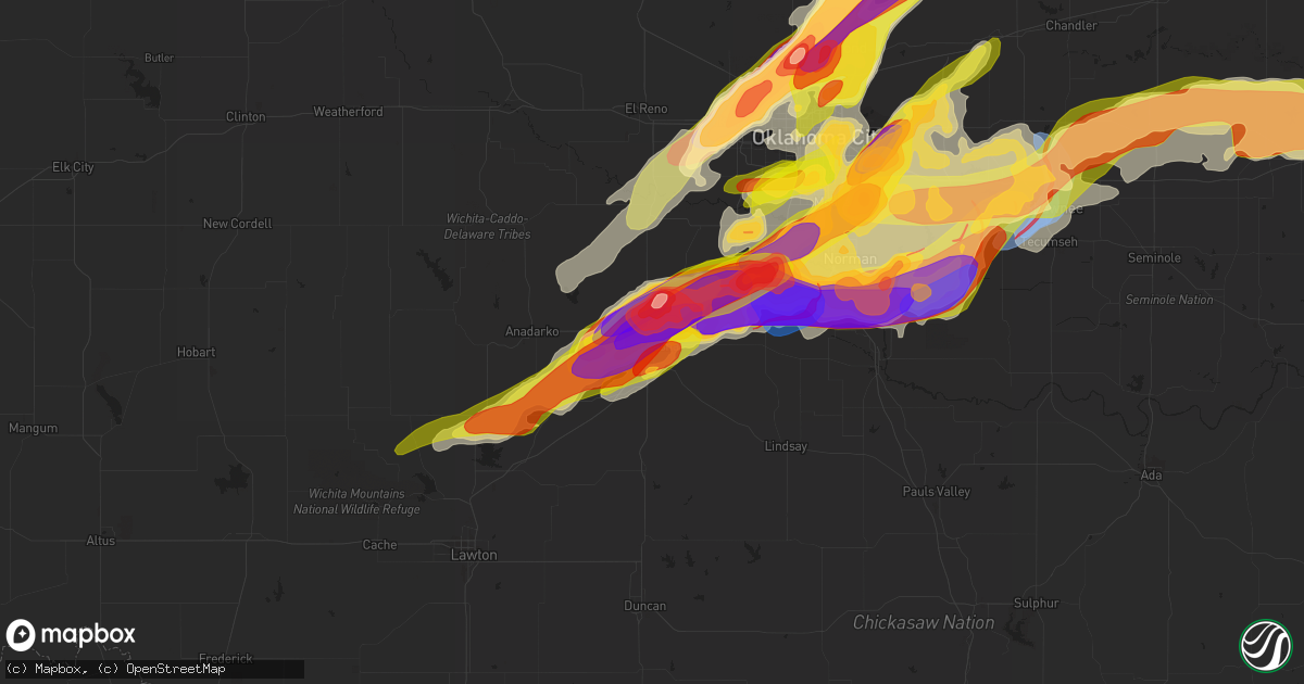 Hail map in Chickasha, OK on April 19, 2023