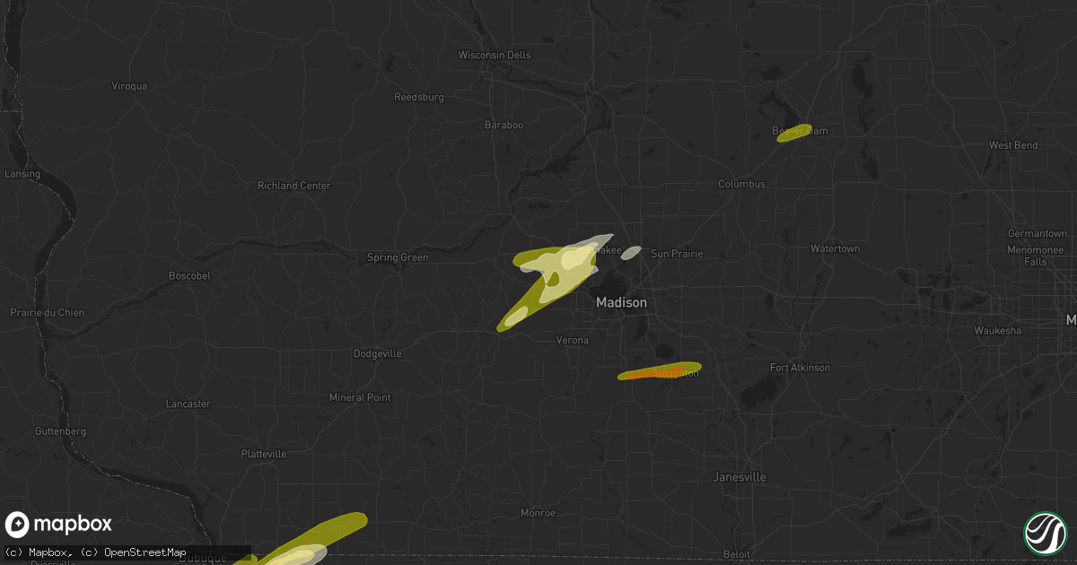 Hail map in Cross Plains, WI on April 19, 2023