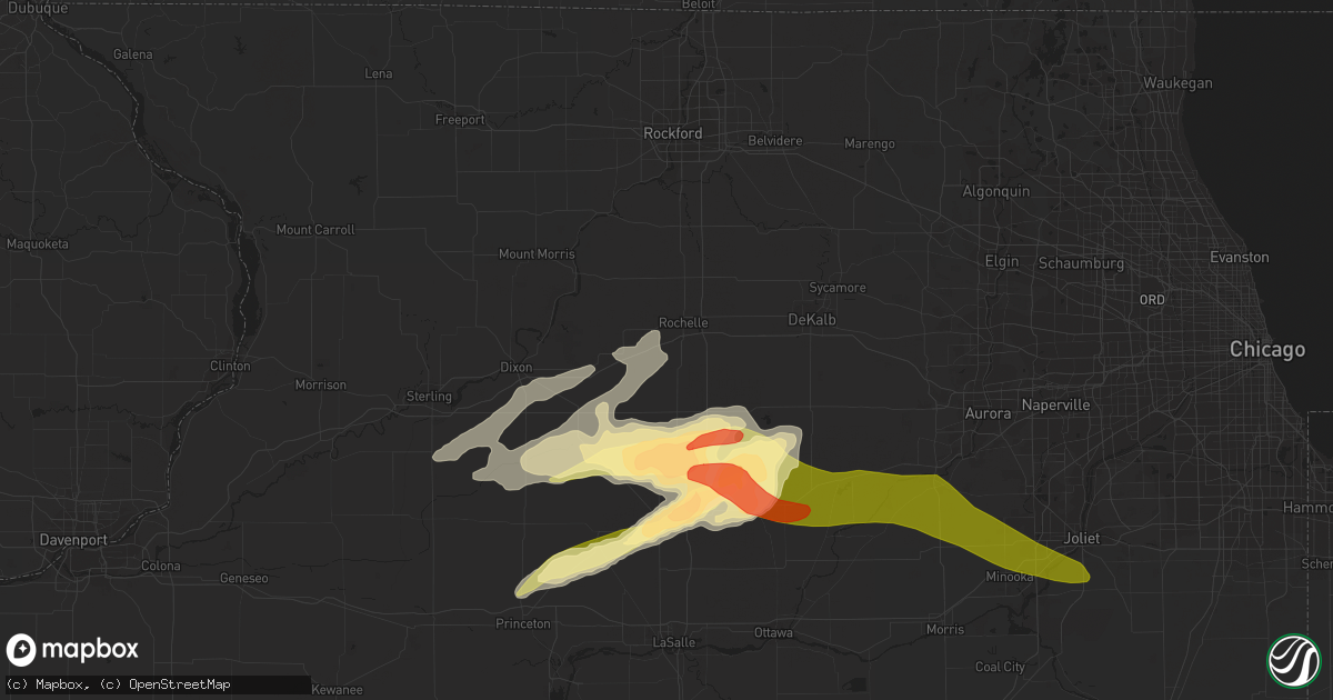Hail map in Earlville, IL on April 19, 2023