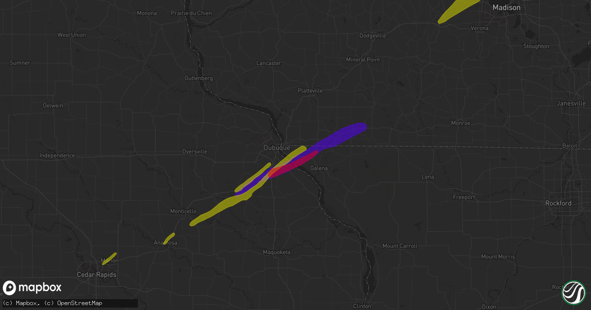 Hail map in East Dubuque, IL on April 19, 2023