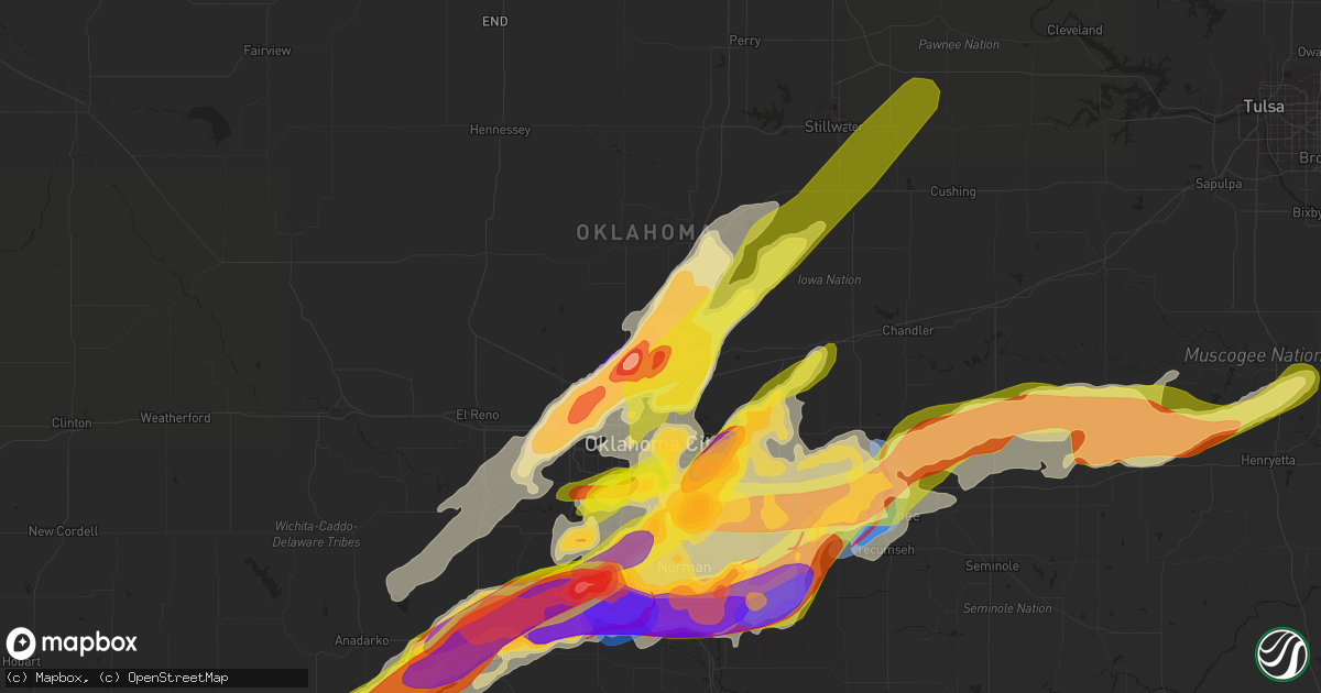 Hail map in Edmond, OK on April 19, 2023