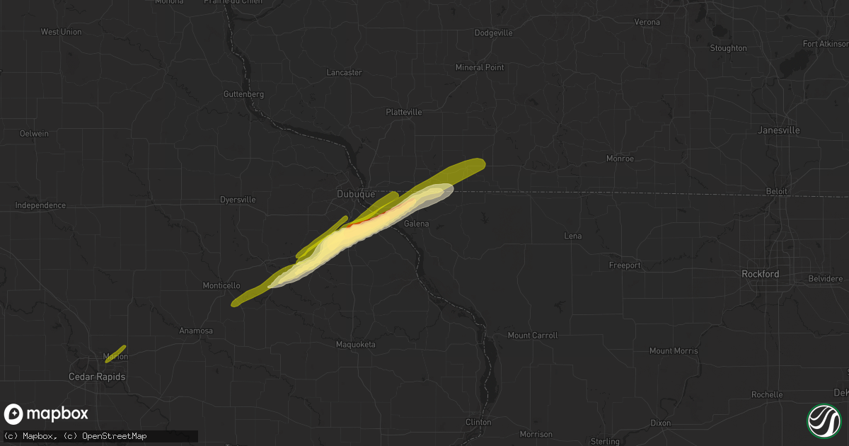 Hail map in Galena, IL on April 19, 2023