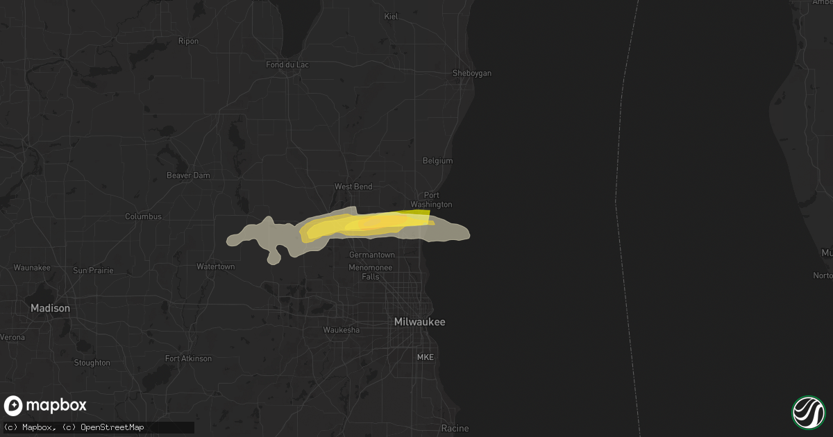 Hail map in Grafton, WI on April 19, 2023