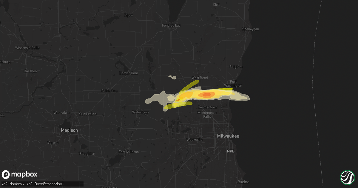 Hail map in Hartford, WI on April 19, 2023