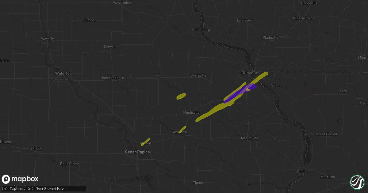 Hail map in Hopkinton, IA on April 19, 2023